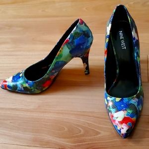 Nine west floral heels